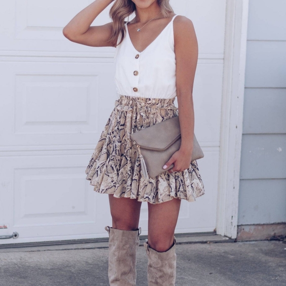 NEW MainStrip ROMPER DRESS * Santura Snake Print Ruffle Large NWT - Picture 5 of 16